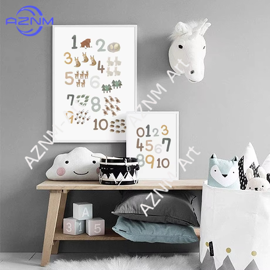 Kids Education Nursery - 1/2 Pezzi Poster Educativi con Numeri