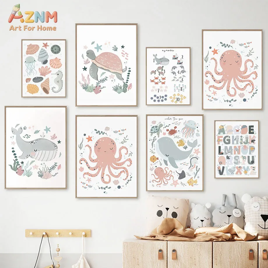 Kids Education Nursery - AZNM Quadro su tela con animali